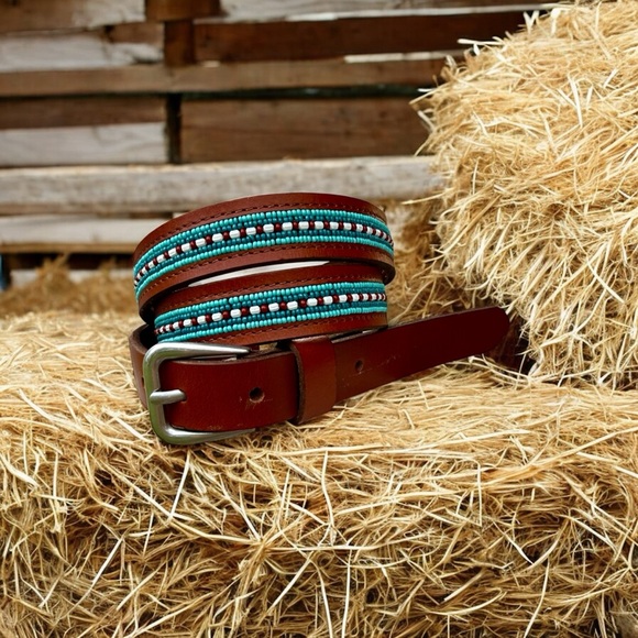Lucky Brand Beaded Leather Belt - Picture 9 of 9